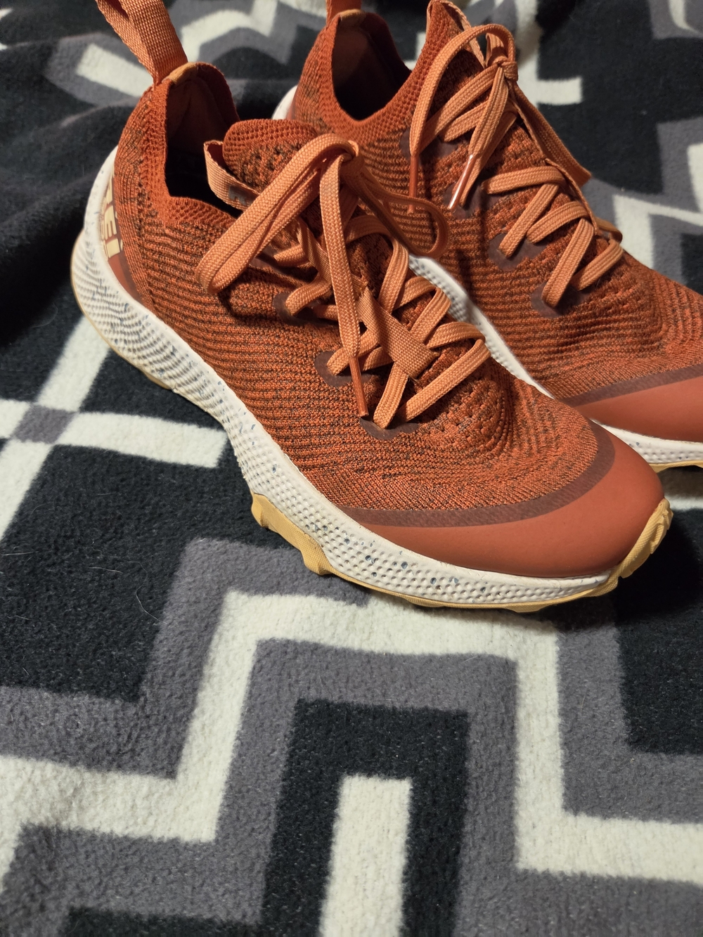 Women's Orange Knit REI Lace-Up Athletic Sneakers